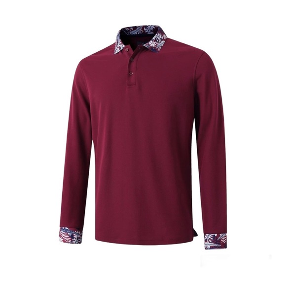 Men’s Burgundy Long Sleeves Shirt Size 3XL - Picture 1 of 9